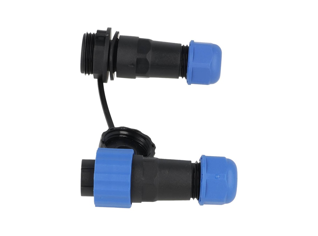 TP-SP16-S6P — CONECTORES EXTENSION/RECTO (PAR) 6 PINIMPERMEABLES IP68, 5A250VCA, DIAMETRO DE BARRENO 16mm PIN COBRE CHAPEADO EN DORADO/PLATEADO