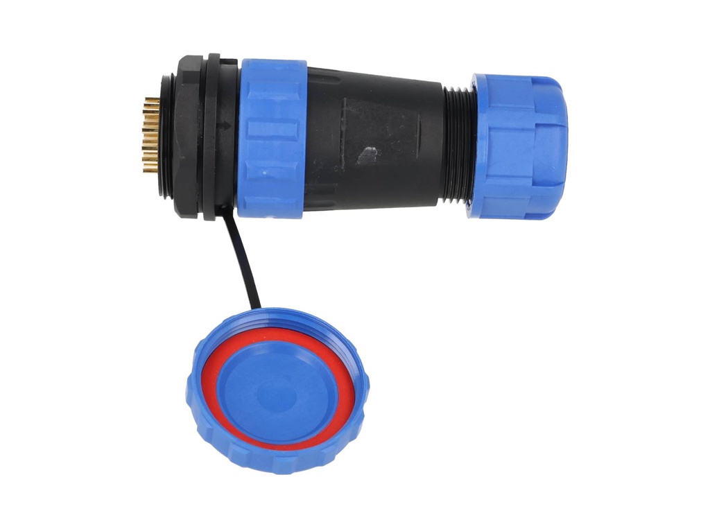 TP-SP28-SP19P — CONECTORES PANEL/RECTO (PAR) 19PIN, IMPERMEABLES IP68, 5A/250VCA, DIAMETRO DE BARRENO 28mm