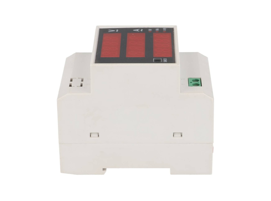 TP-D52-450/100MF — MEDIDOR DIGITAL VOLT/AMP, 220-450VCA/100A, HOROMETRO, MONTAJE EN RIEL DIN, W, KWH, TIMER, FACTOR DE POTENCIA, 30 KW, 99999KWH, FP 0-1, 999.59H