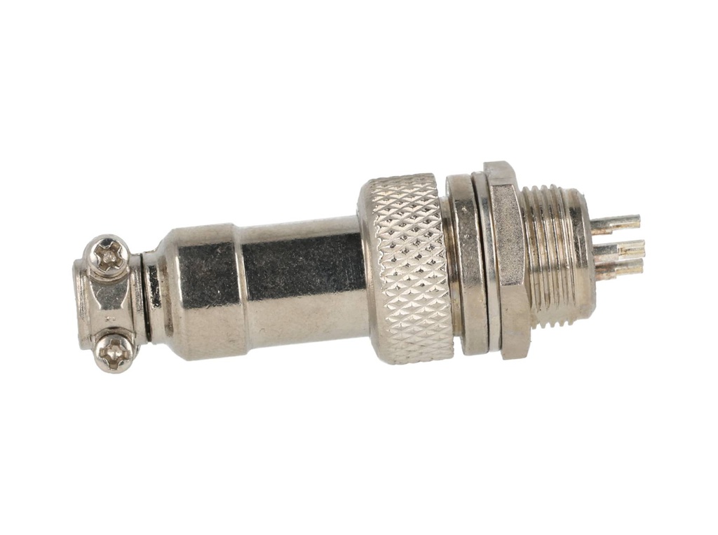 TP-GX12-3P — CONECTORES (PAR GX12 3 PIN MACHO/HEMBRAPARA PANEL Y EXTENSION 7A/125VCA, 12mm