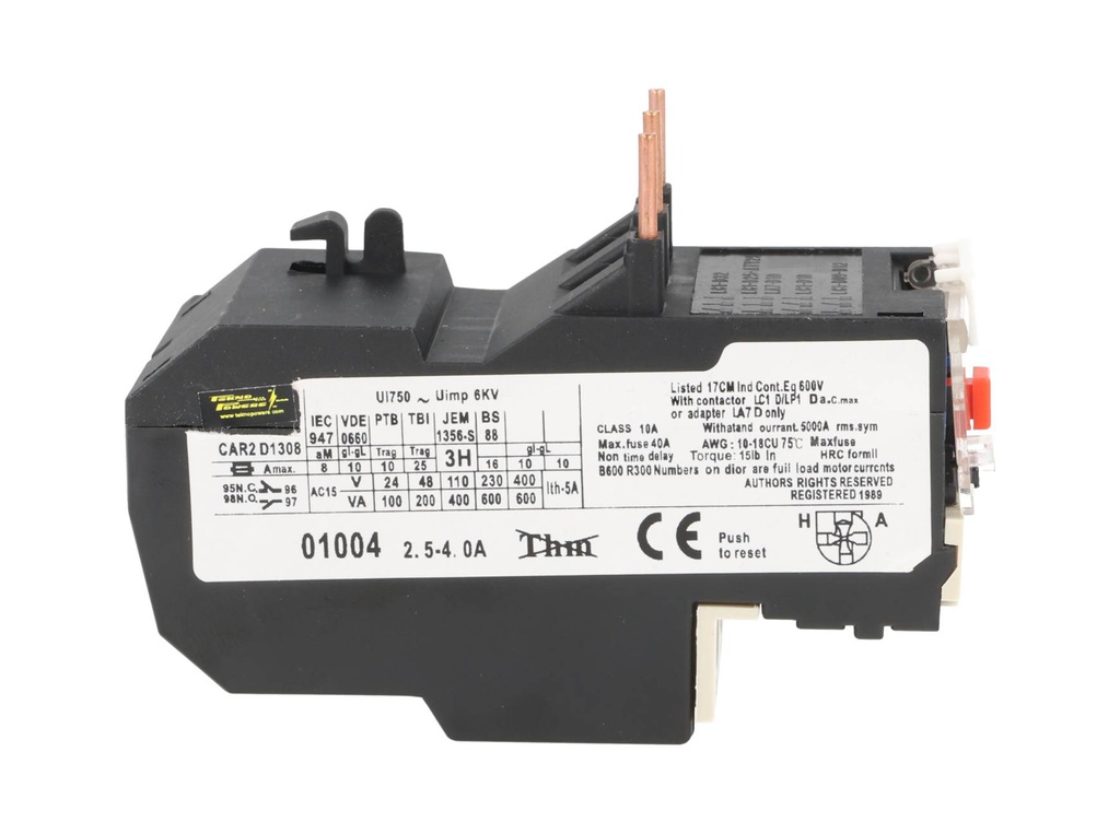 CAR2-D13-4A — RELE. TERMICO PARA LC1, 2.5-4A. (TRABAJOLIVIANO) 