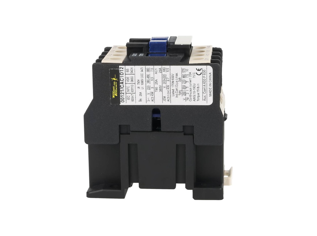 CAC-1210 — CONTACTOR 12A-CA3 25A-CA1 ANTS LC1225-10110VCA, TRABAJO LIVIANO, CONTACTO AUX 1 NA