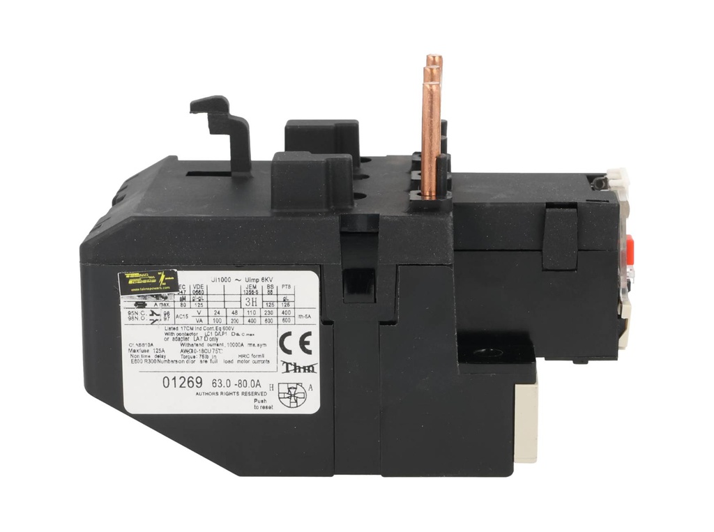 CAR2-D33-80A — RELE. TERMICO PARA LC1, 63-80A. (TRABAJOLIVIANO) 