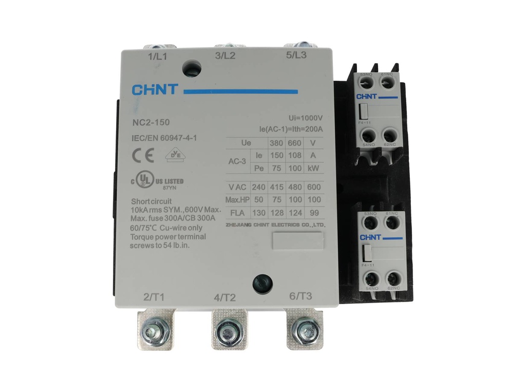 NC2-150-220V — CONTACTOR CA TRIFÁSICO 220VCA 150A-CA3200A-CA1 1NA+1NC