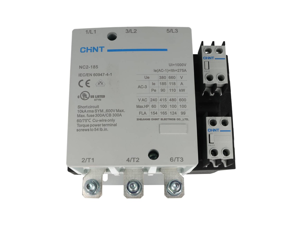 NC2-185-110V — CONTACTOR CA TRIFASICO 110VCA 185A-CA3275A-CA1 1NA+1NC