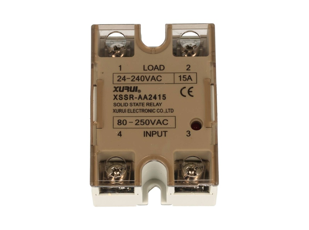 SSR-15AA — RELEVADOR ESTADO SOLIDO 15A/240VCA VOLT CONTROL85-280VCA, PARA CARGAS RESISTIVAS, CON LED INDICADOR, CRUCE POR CERO, SALIDA TRIAC