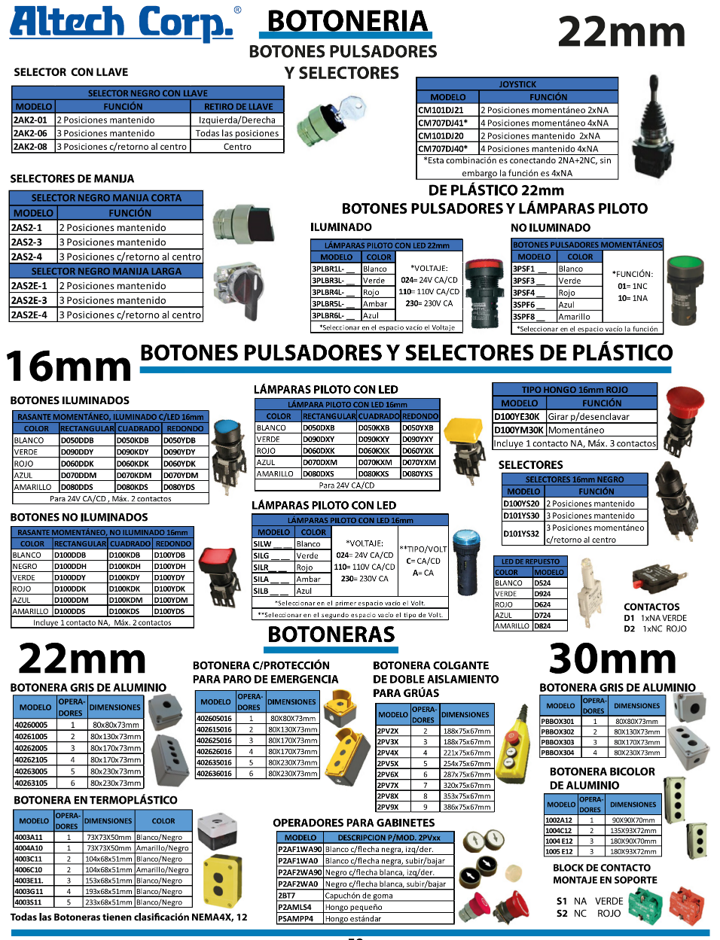 2ASL6LB-1-400 — SELECTOR ILUMINADO 2POS. FIJAS NO INCLUYE LED 6, 12, 24, 48, 110, 230VCA/CD #MCB96*** (***=V) 
