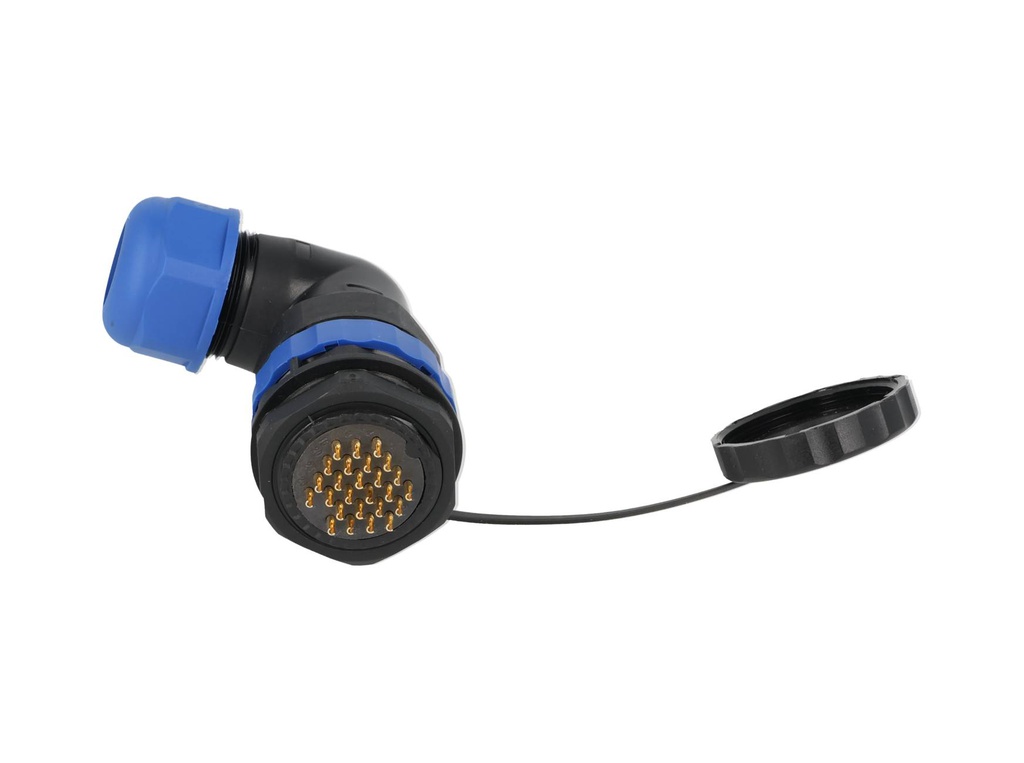 TP-SP28-AP26P — CONECTORES PANEL/ANGULO (PAR) 26PIN, IMPPERMEABLES, IP68 5A/250VCA DIAMETRO DE BARRENO 28mm, PIN COBRE CHAPEADO EN DORADO/PLATEADO