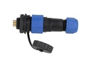 TP-SP16-SP9P — CONECTORES PANEL/RECTO (PAR) 9 PIN IMPERMEABLES IP68, 5A/250VCA, DIAMETRO DE BARRENO 16mm PIN COBRE CHAPEADO EN DORADO/PLATEADO