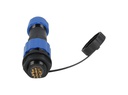 TP-SP16-SP9P — CONECTORES PANEL/RECTO (PAR) 9 PIN IMPERMEABLES IP68, 5A/250VCA, DIAMETRO DE BARRENO 16mm PIN COBRE CHAPEADO EN DORADO/PLATEADO