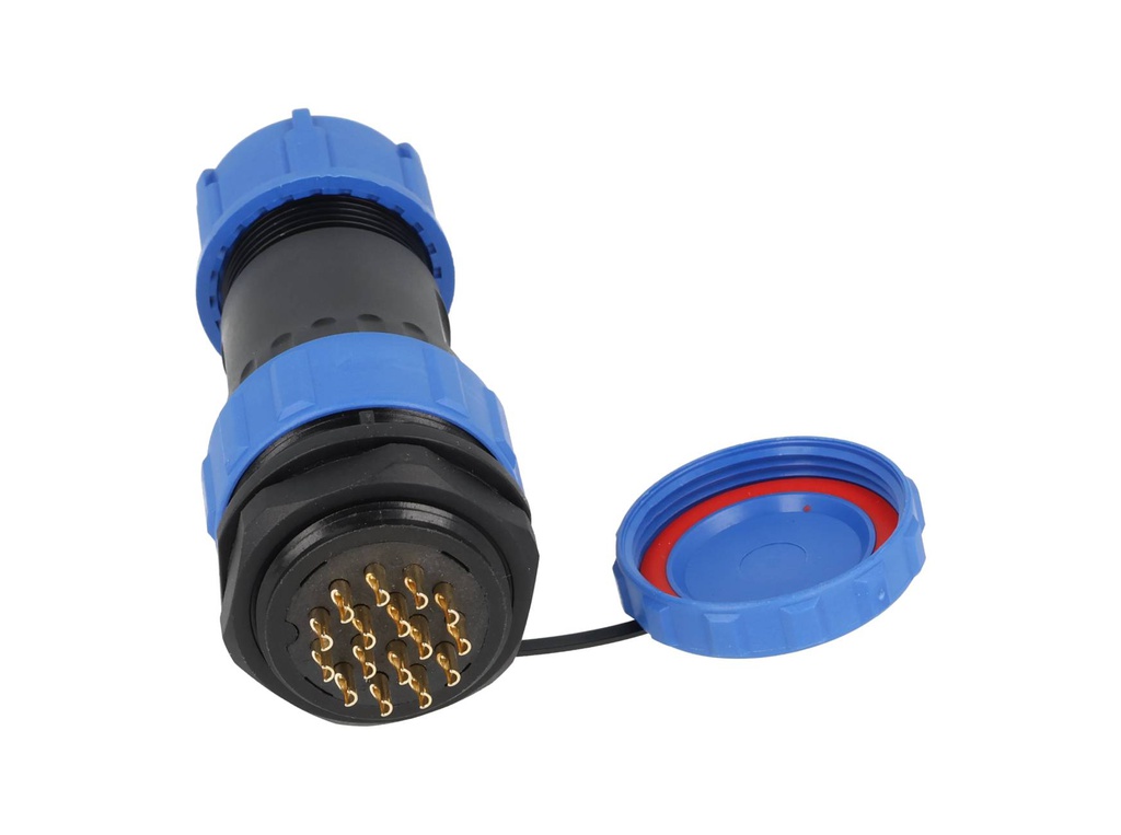 TP-SP28-SP16P — CONECTORES PANEL/RECTO (PAR) 16PIN, IMPERMEABLES IP68, 5A/250VCA, DIAMETRO DE BARRENO 28mm