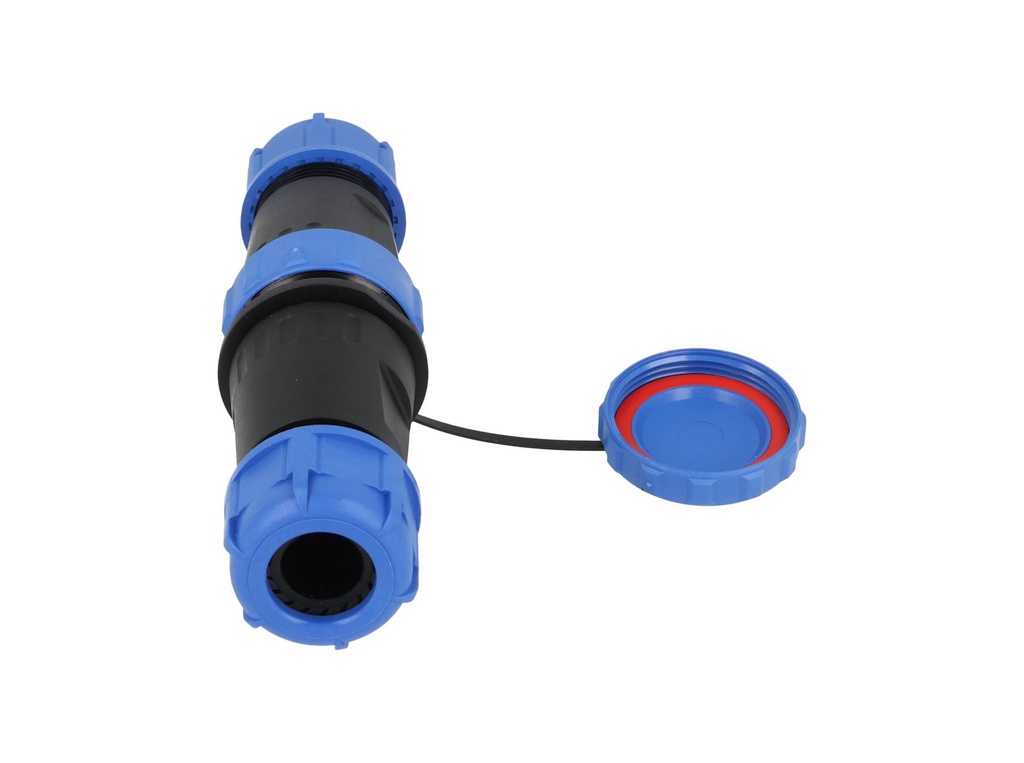 TP-SP28-S19P — CONECTORES EXTENSION/RECTO (PAR) 19PIN, IMPERMEABLES IP68, 5A/250VCA, DIAMETRO DE BARRENO 28mm, PIN COBRE CHAPEADO EN DORADO/PLATEADO