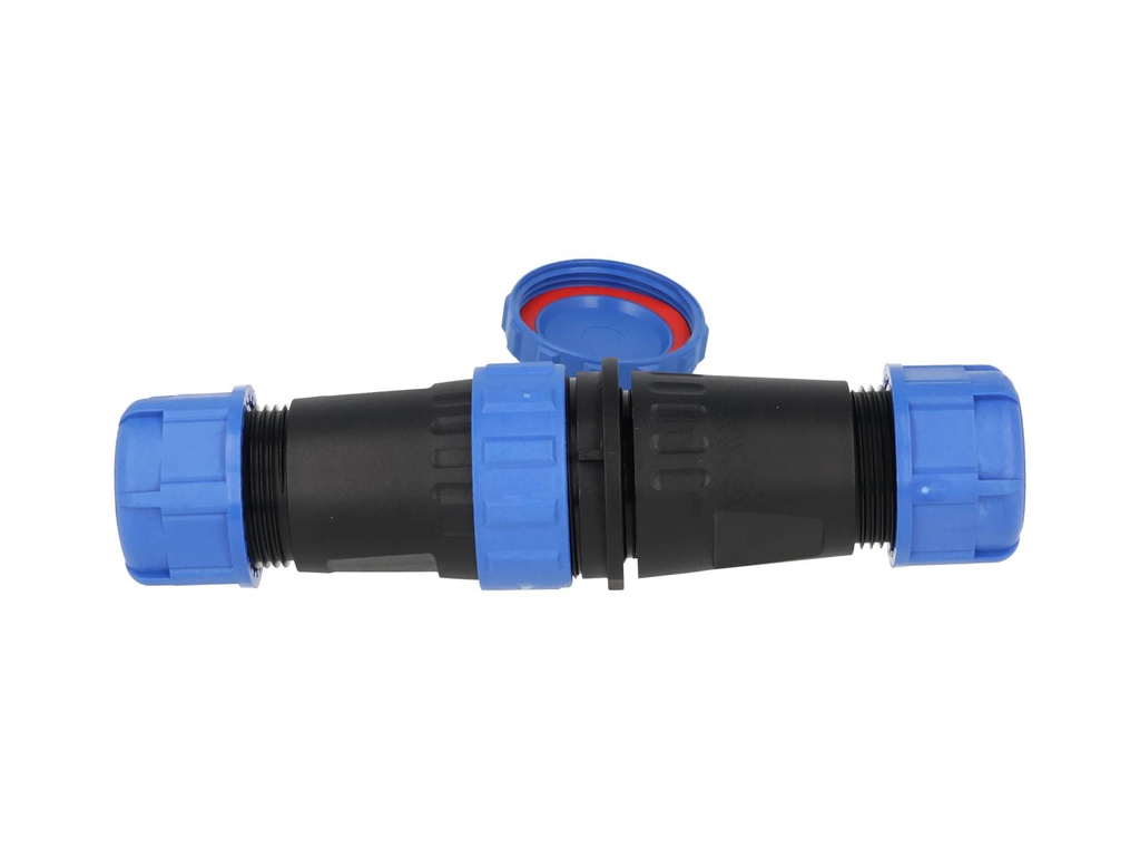 TP-SP28-S19P — CONECTORES EXTENSION/RECTO (PAR) 19PIN, IMPERMEABLES IP68, 5A/250VCA, DIAMETRO DE BARRENO 28mm, PIN COBRE CHAPEADO EN DORADO/PLATEADO