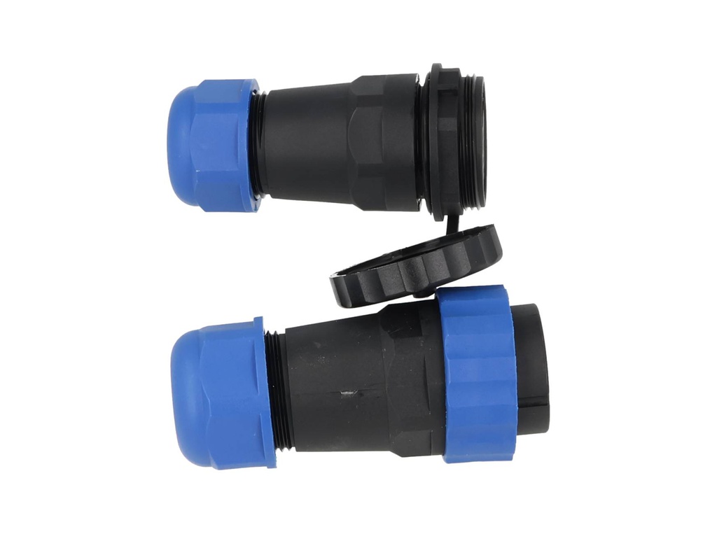 TP-SP28-S26P — CONECTORES EXTENSION/RECTO (PAR) 26PIN, IMPERMEABLES IP68, 5A/250VCA, DIAMETRO DE BARRENO 28mm PIN COBRE CHAPEADO EN DORADO/PLATEADO