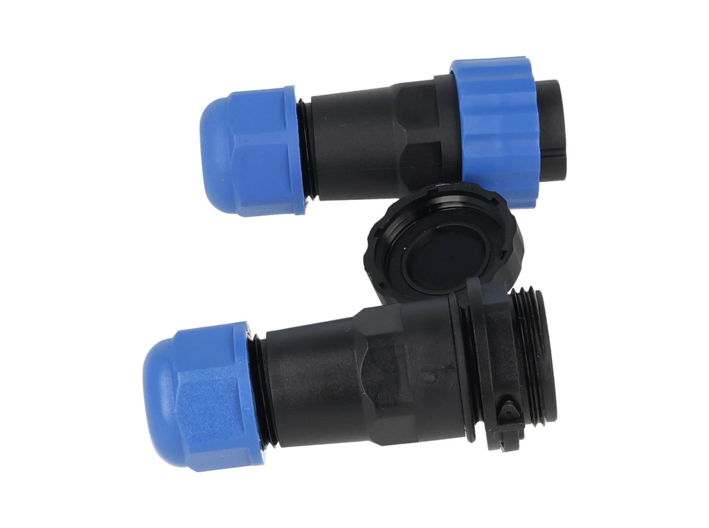 TP-SP20-S6P — CONECTORES EXTENSION/RECTO (PAR) 6PIN, IMPERMEABLES IP68, 10A/250VCA, DIAMETRO DE BARRENO 20mm, PIN COBRE CHAPEADO EN DORADO/PLATEADO