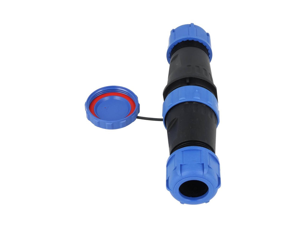 TP-SP28-S16P — CONECTORES EXTENSION/RECTO (PAR) 16PIN, IMPERMEABLES IP68, 5A/250VCA, DIAMETRO DE BARRENO 28mm, PIN COBRE CHAPEADO EN DORADO/PLATEADO