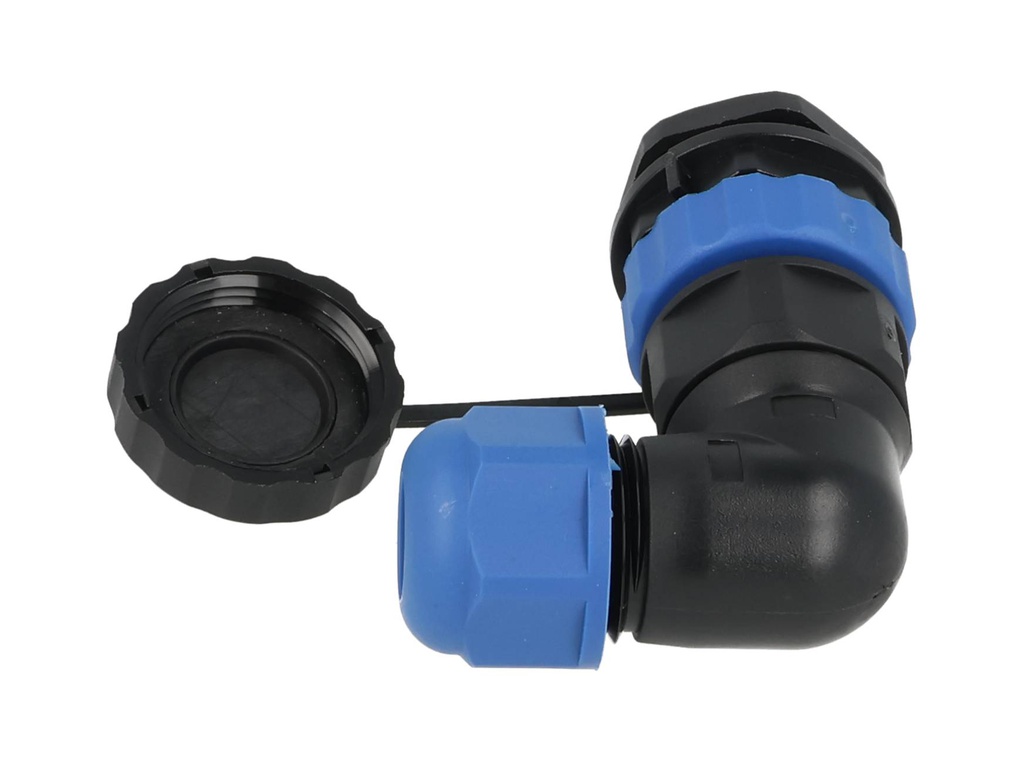 TP-SP20-AP7P — CONECTORES PANEL/ANGULO (PAR) 7PIN, IMPERMEABLES, IP68, 10A/250VCA, DIAMETRO DE BARRENO 20mm, PIN COBRE CHAPEADO EN DORADO/PLATEADO