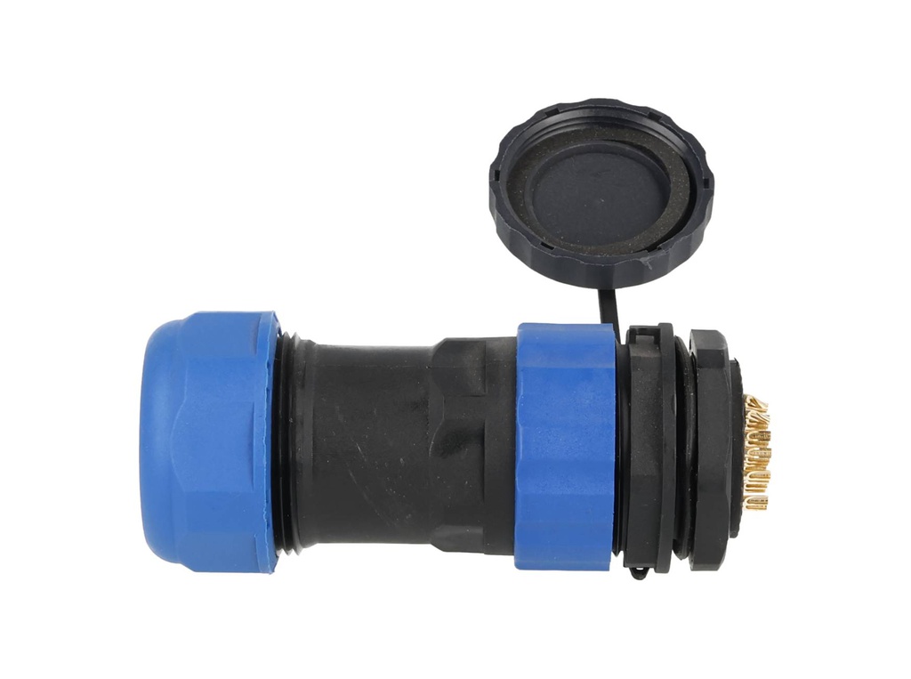 TP-SP28-SP22P — CONECTORES PANEL/RECTO (PAR) 22PIN, IMPERMEABLES IP68, 5A/250VCA, DIAMETRO DE BARRENO 28mm