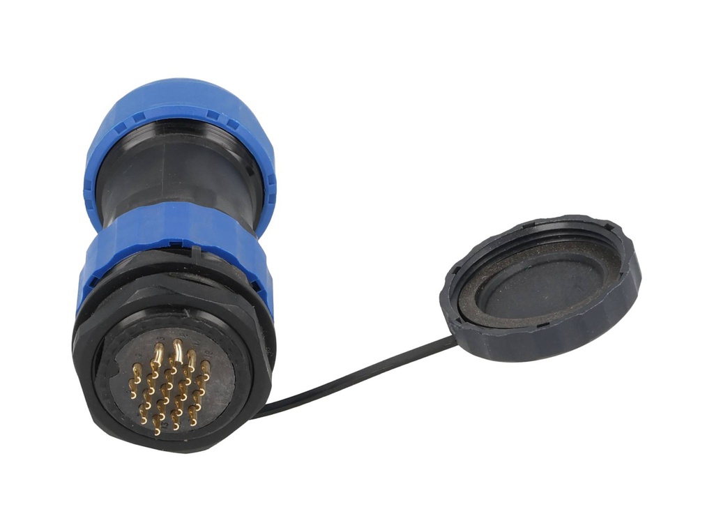 TP-SP28-SP22P — CONECTORES PANEL/RECTO (PAR) 22PIN, IMPERMEABLES IP68, 5A/250VCA, DIAMETRO DE BARRENO 28mm