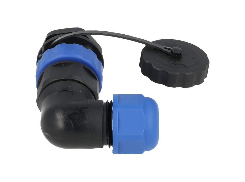 TP-SP20-AP6P — CONECTORES PANEL/ANGULO (PAR) 6PIN, IMPERMEABLES, IP68, 10A/250VCA, DIAMETRO DE BARRENO 20mm, PIN COBRE CHAPEADO EN DORADO/PLATEADO