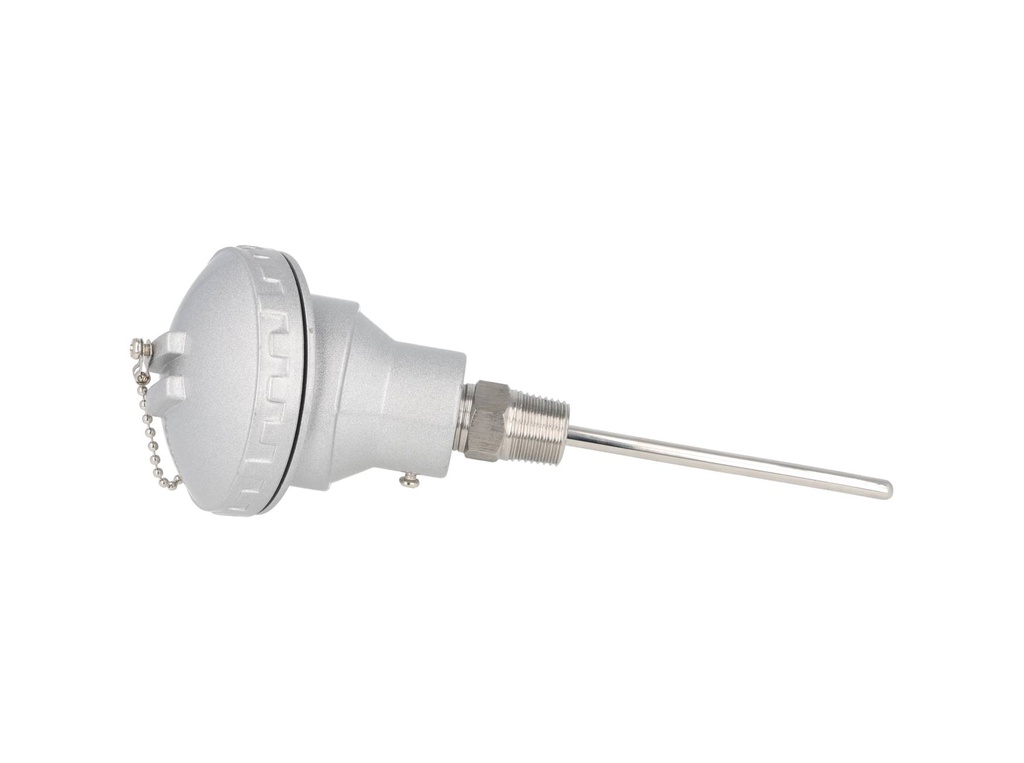 TPCM-J-4 — TERMOPAR COMPACTO TIPO J 1/4  DIAM X 4 , DE U, CONEXION 1/2 NPT A PROCESO CABEZA DE ALUMINIO Y BLOCK CERAMICO DE CONEXION