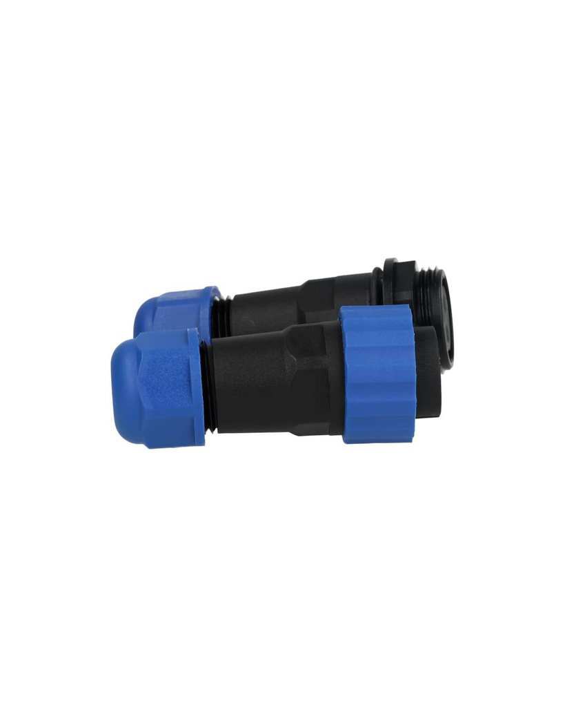 TP-SP20-S2P — CONECTORES EXTENSION/RECTO (PAR) 2PIN, IMPERMEABLES IP68, 25A/250VCA, DIAMETRO DE BARRENO 20mm, PIN COBRE CHAPEADO EN DORADO/PLATEADO