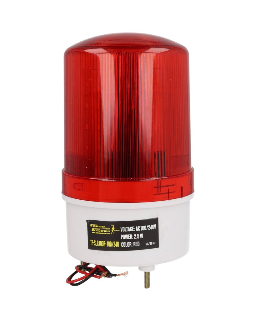 TP-SLR100R100/240 — TORRETA ROTATIVA TIPO LED ROJO CON BUZZER 110/240VCA, IP65, CON SOPORTE PARA PARED