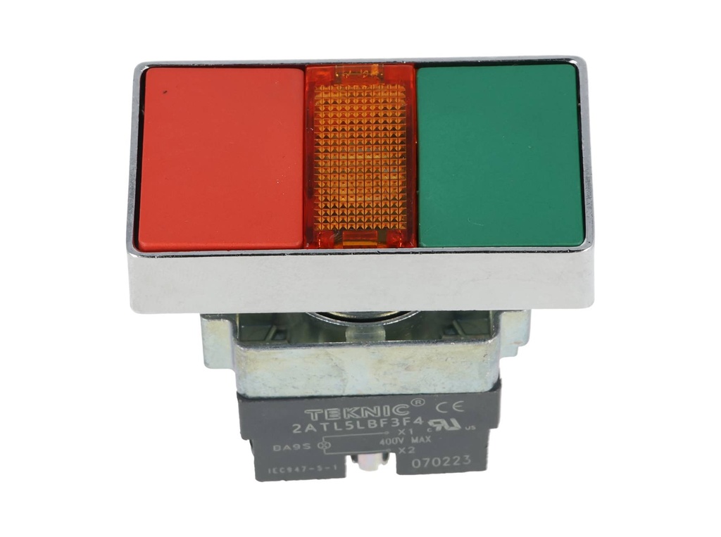2ATL5LBF3F4-400 — PULSADOR ILUMINADO DOBLE TECLA (NO INCLUYE LED AMBAR, MCB9524
