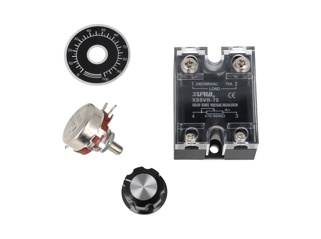 ASR-75RA-280A — RELEVADOR ESTADO SOLIDO ENTRADA VARIABLE, 75A, 24-280VCA, CON POTENCIOMETRO, 0-500K, CON PERILLA
