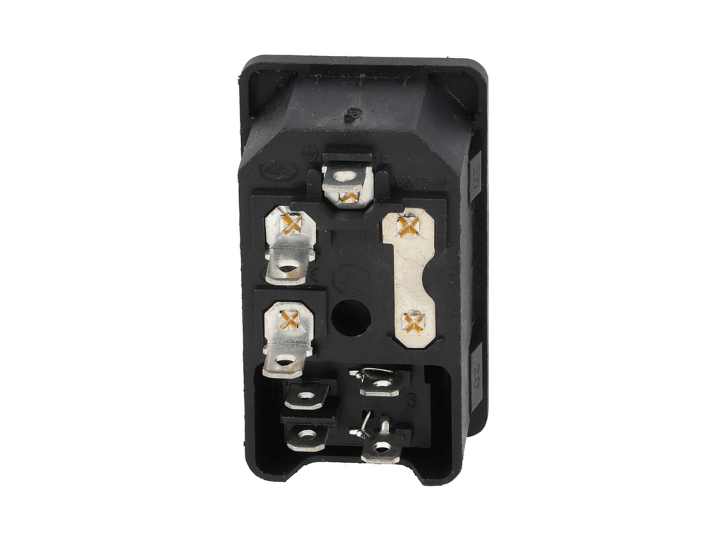 TP-CF-Y — INTERRUPTOR CON FUSIBLE Y CONECTOR PARA GABINETE 125VCA/10AMP COLOR AMARIILLO
