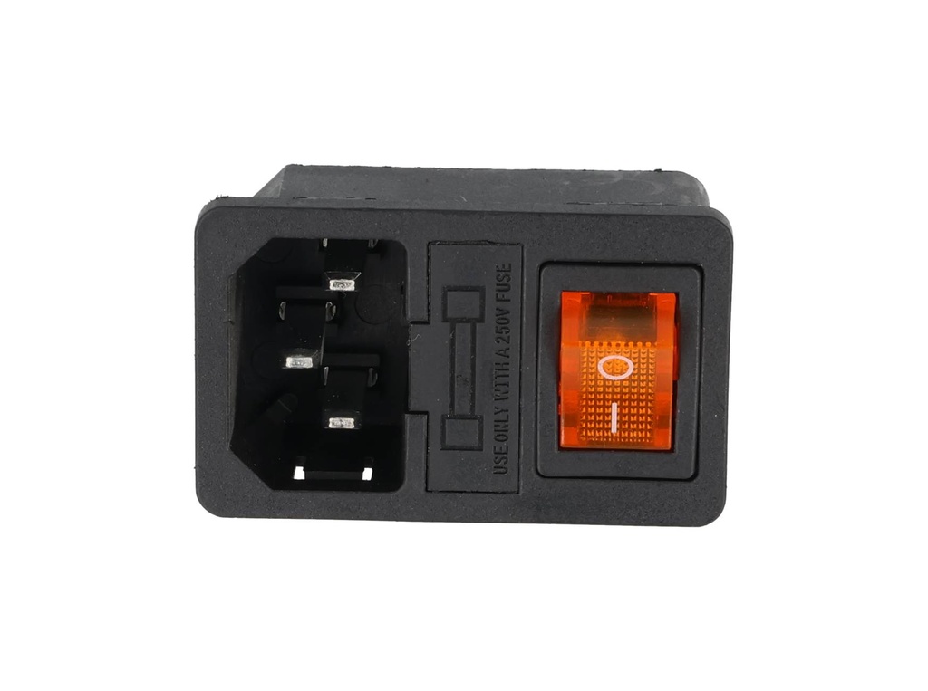 TP-CF-Y — INTERRUPTOR CON FUSIBLE Y CONECTOR PARA GABINETE 125VCA/10AMP COLOR AMARIILLO