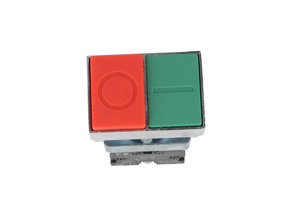 TP-P22D-RG — PULSADOR DOBLE VERDE/ROJO 22mm CON CONTACTOS, 1NA 1NC 22mm *NO SON A PRUEBA DE EXPLOSION*