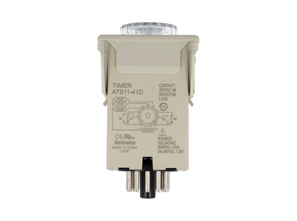 ATS11-41D — TEMPORIZADOR A DOBLE MULTIFUNC. 0.1-10HRS 2CON 2P2T., 100-240VCA, /24-240VCD, 11PIN, 