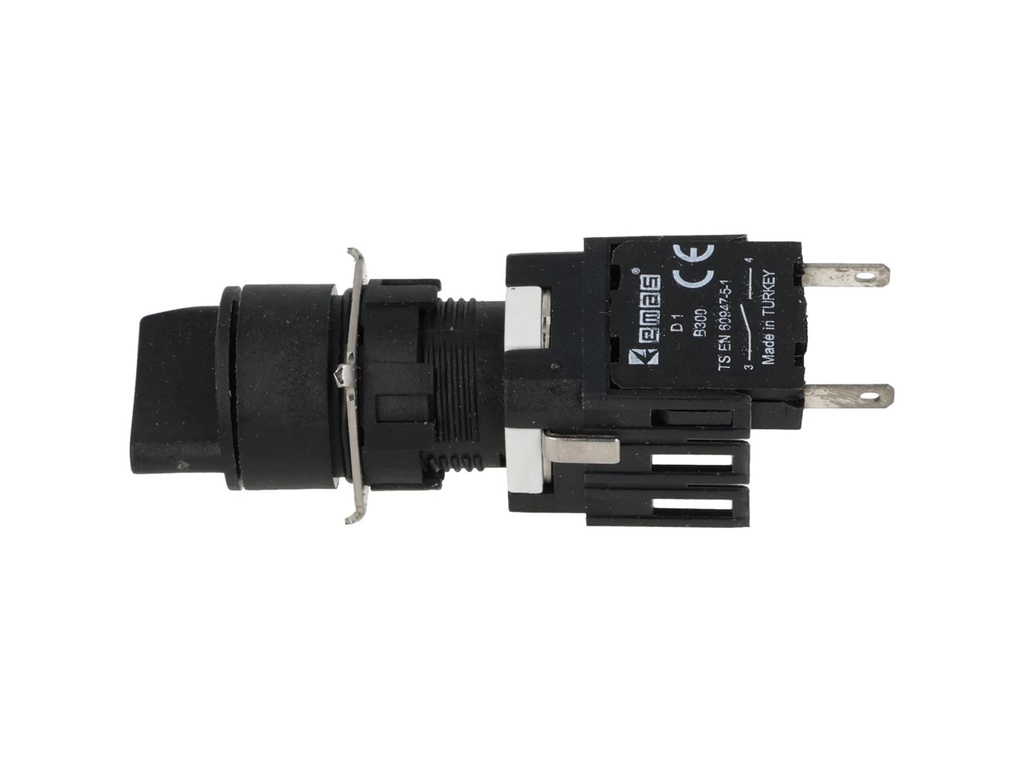D100YS20 — BOTON SELECTOR 16mm, 2 POSICIONES MANTENIDO, 1CNA, NEGRO