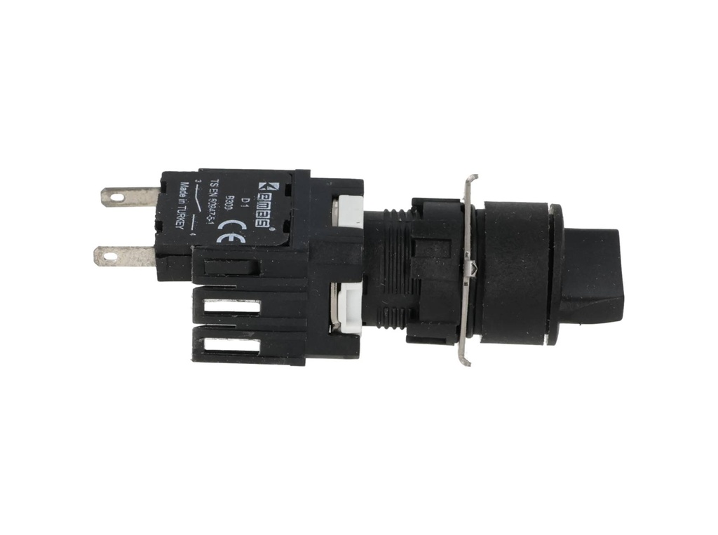 D100YS20 — BOTON SELECTOR 16mm, 2 POSICIONES MANTENIDO, 1CNA, NEGRO