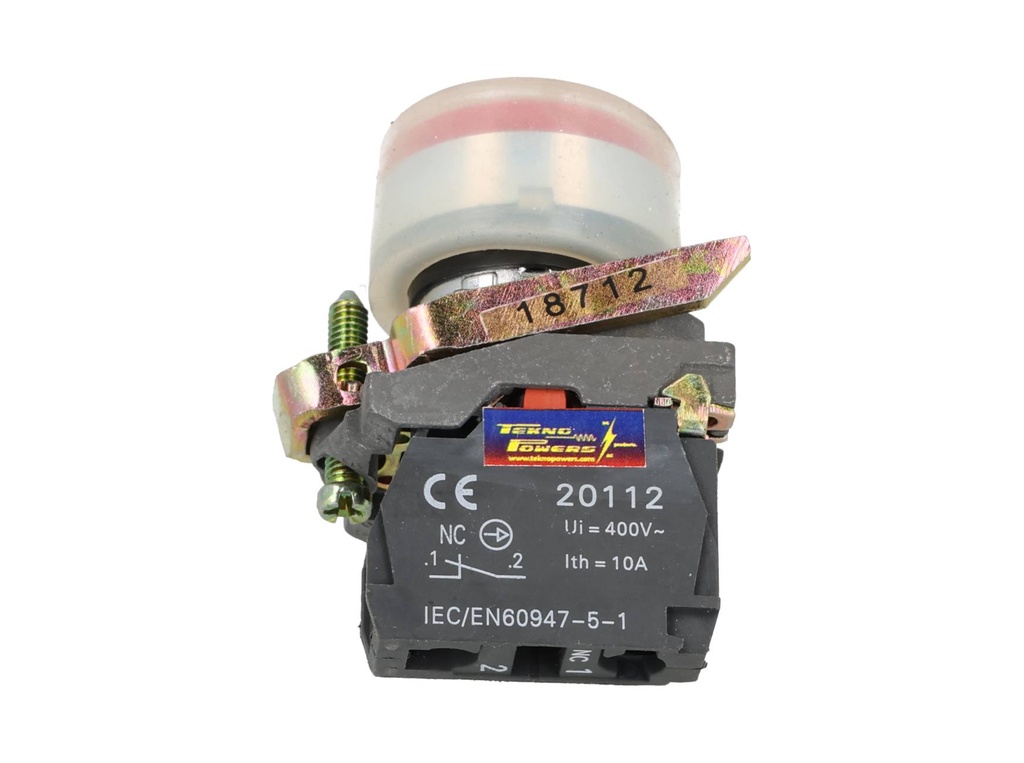 TP-XB4-HOR — BOTON PULSADOR METALICO CON CAPUCHON ROJO22mm NC *NO SON A PRUEBA DE EXPLOSION*