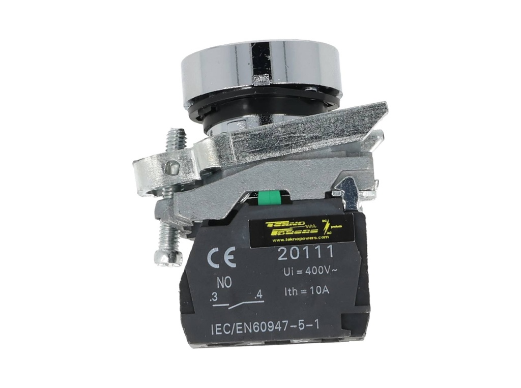 TP-XB4-G — BOTON PULSADOR METALICO VERDE NA 22mm CON SIMBOLO DE ENCENDIDO *NO SON A PRUEBA DE EXPLOSION*