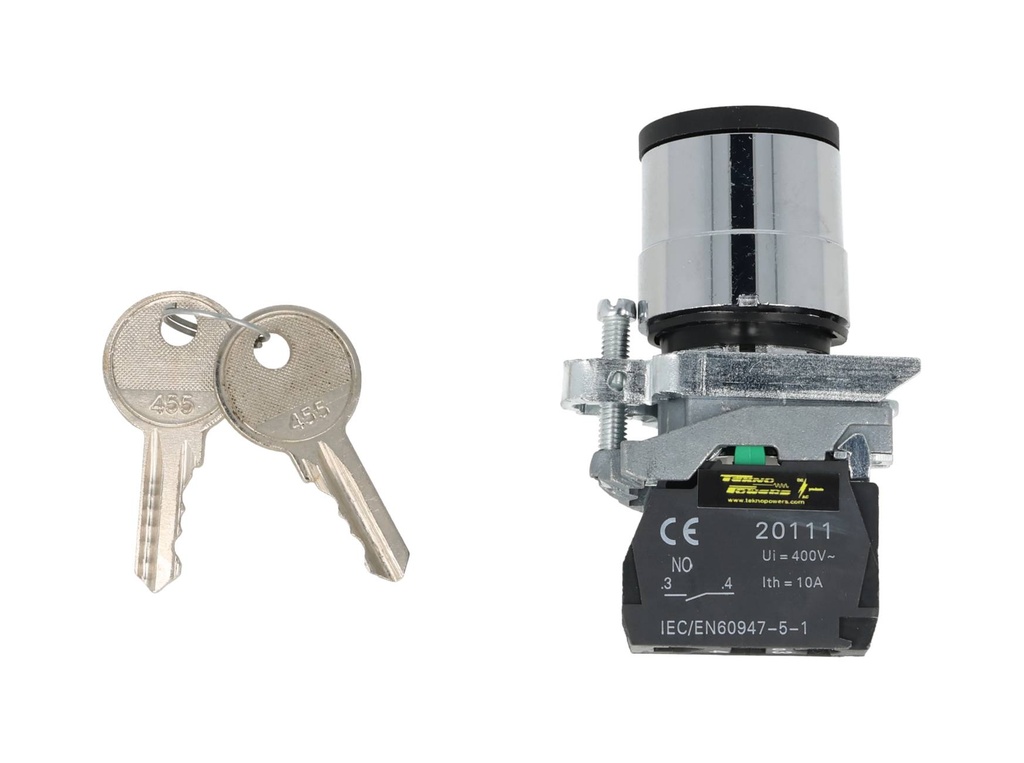TP-XB4-2K — SELECTOR 2POS. CON LLAVE 1NA 22mm MANETA CORTA *NO SON A PRUEBA DE EXPLOSION*