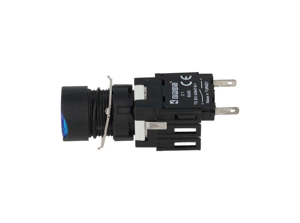 D100YDM — BOTON PULSADOR 16mm, NO ILUMINADO AZUL, RASANTE MOMENTANEO RESTADO NDO INCLUYE 1CON NA (MAXIMO 2 CONTACTOS) 