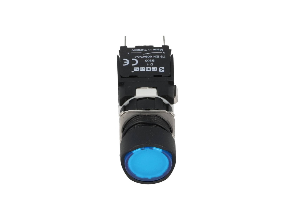 D100YDM — BOTON PULSADOR 16mm, NO ILUMINADO AZUL, RASANTE MOMENTANEO RESTADO NDO INCLUYE 1CON NA (MAXIMO 2 CONTACTOS) 