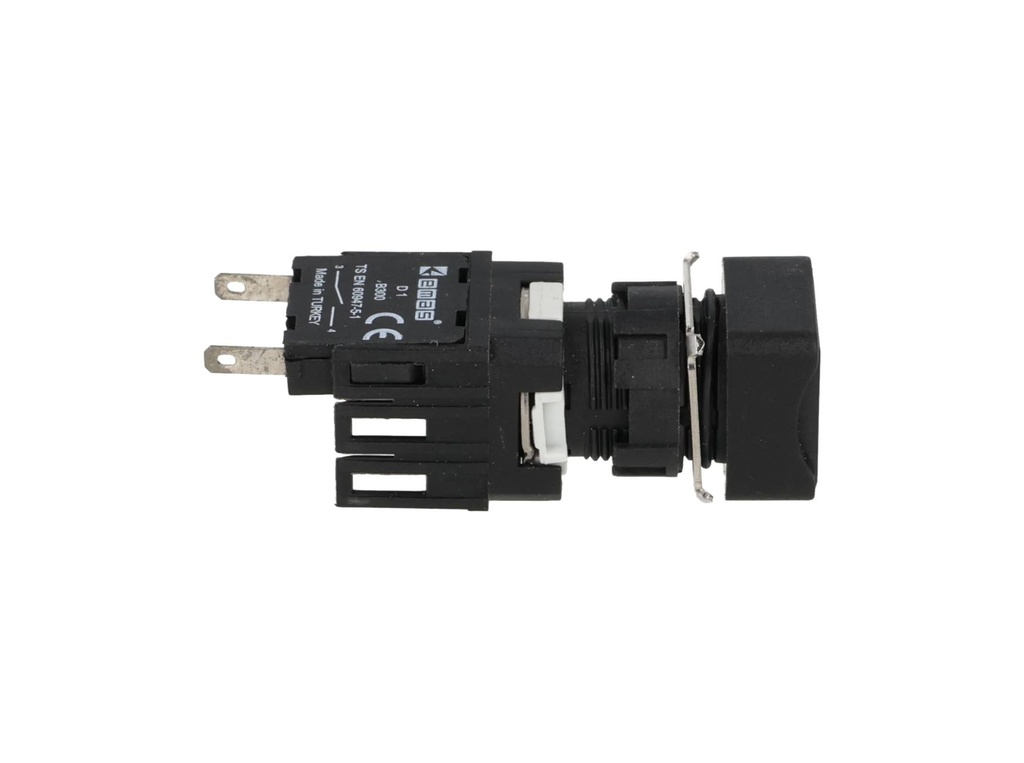 D100KDH — BOTON PULSADOR 16mm, NO ILUMINADO NEGRORASANTE MOMENTANEO CUADRADO, INCLUYE 1CON NA (MAXIMO 2 CONTACTOS) 