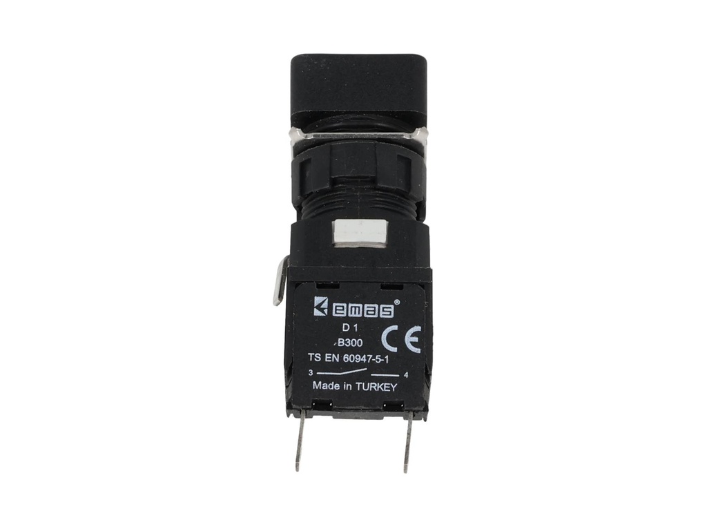 D100KDH — BOTON PULSADOR 16mm, NO ILUMINADO NEGRORASANTE MOMENTANEO CUADRADO, INCLUYE 1CON NA (MAXIMO 2 CONTACTOS) 