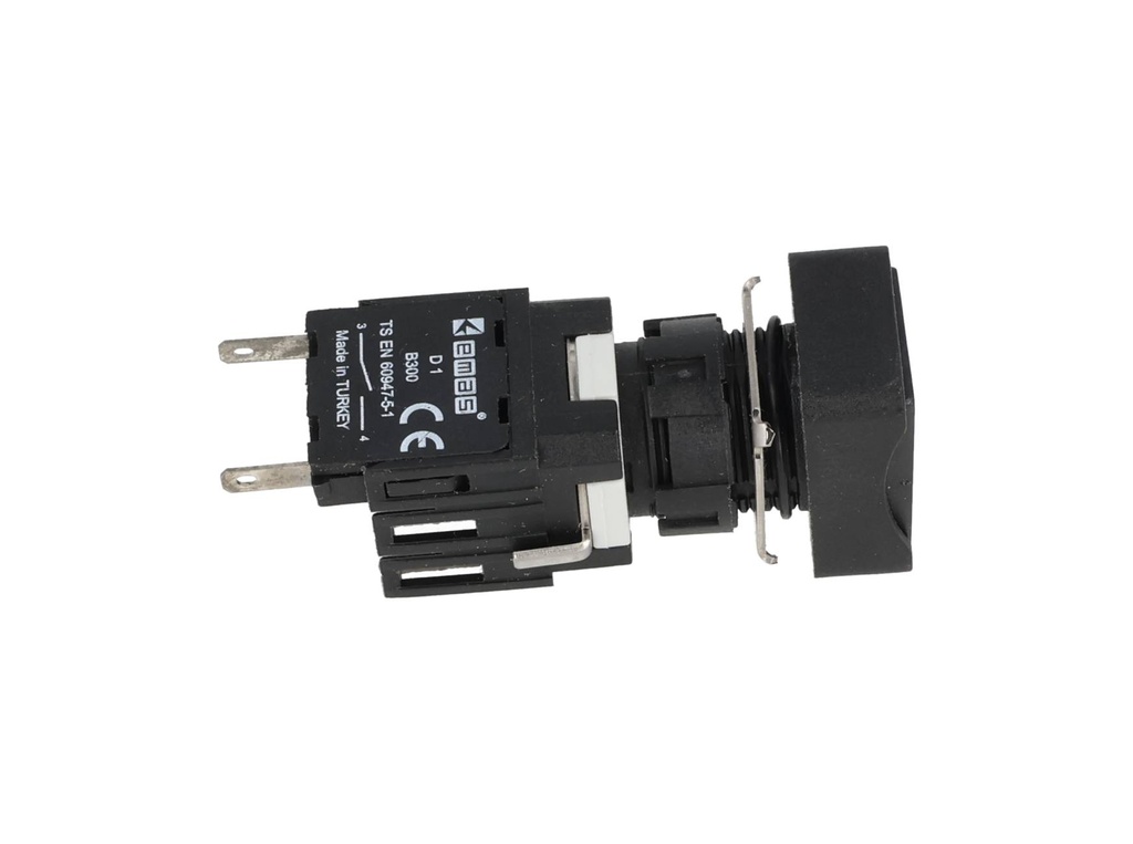 D100DDH — BOTON PULSADOR 16mm, NO ILUMINADO NEGRO RASANTE MOMENTANEO RECTANGULAR, INCLUYE 1CON NA (MAXIMO 2 CONTACTOS)