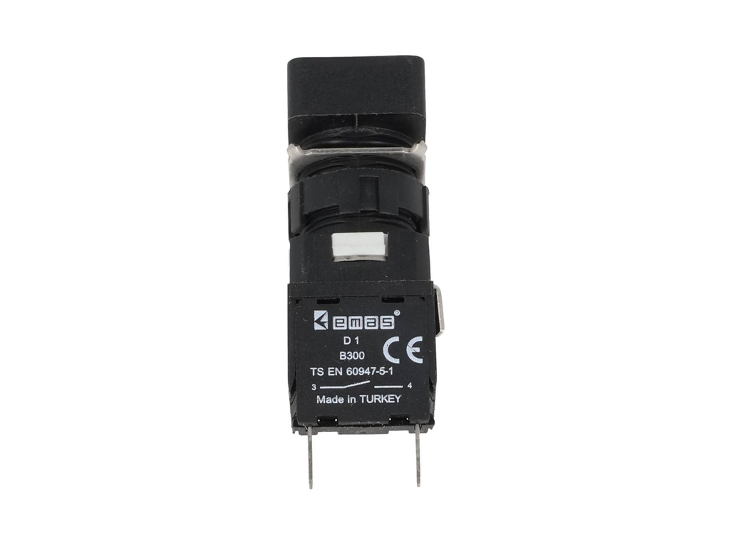 D100DDH — BOTON PULSADOR 16mm, NO ILUMINADO NEGRO RASANTE MOMENTANEO RECTANGULAR, INCLUYE 1CON NA (MAXIMO 2 CONTACTOS)