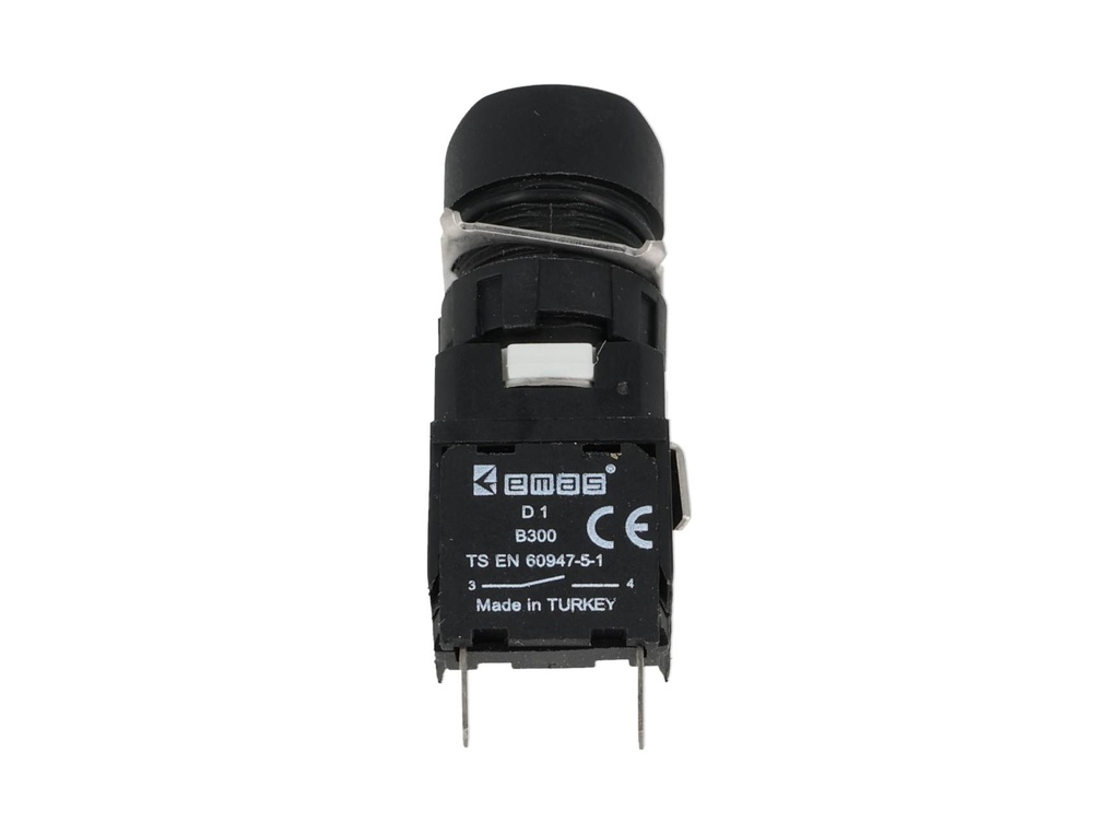 D100YDB — BOTON PULSADOR 16mm, NO ILUMINADO BLANCORASANTE MOMENTANEO RESTADO NDO, INCLUYE 1CON NA (MAXIMO 2 CONTACTOS) 