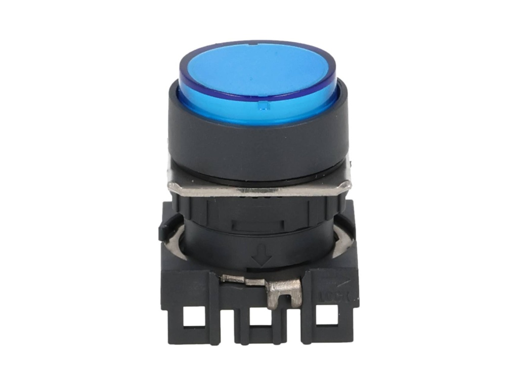S16PR-E1B — BOTON PULSADOR 16mm, NO ILUMINADO AZUL, REDONDO  SIN CONTACTO INCLUIDO 