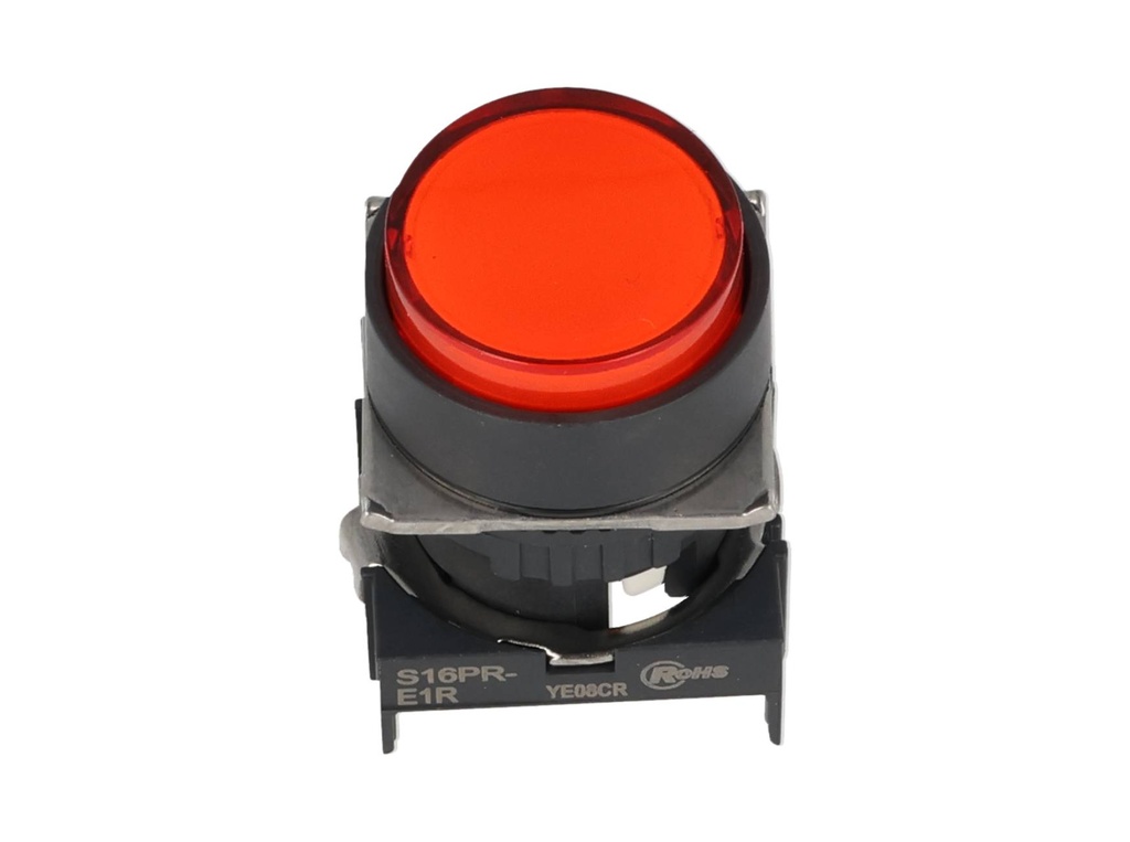 S16PR-E1R — BOTON PULSADOR 16mm, NO ILUMINADO ROJO, REDONDO  SIN CONTACTO INCLUIDO 