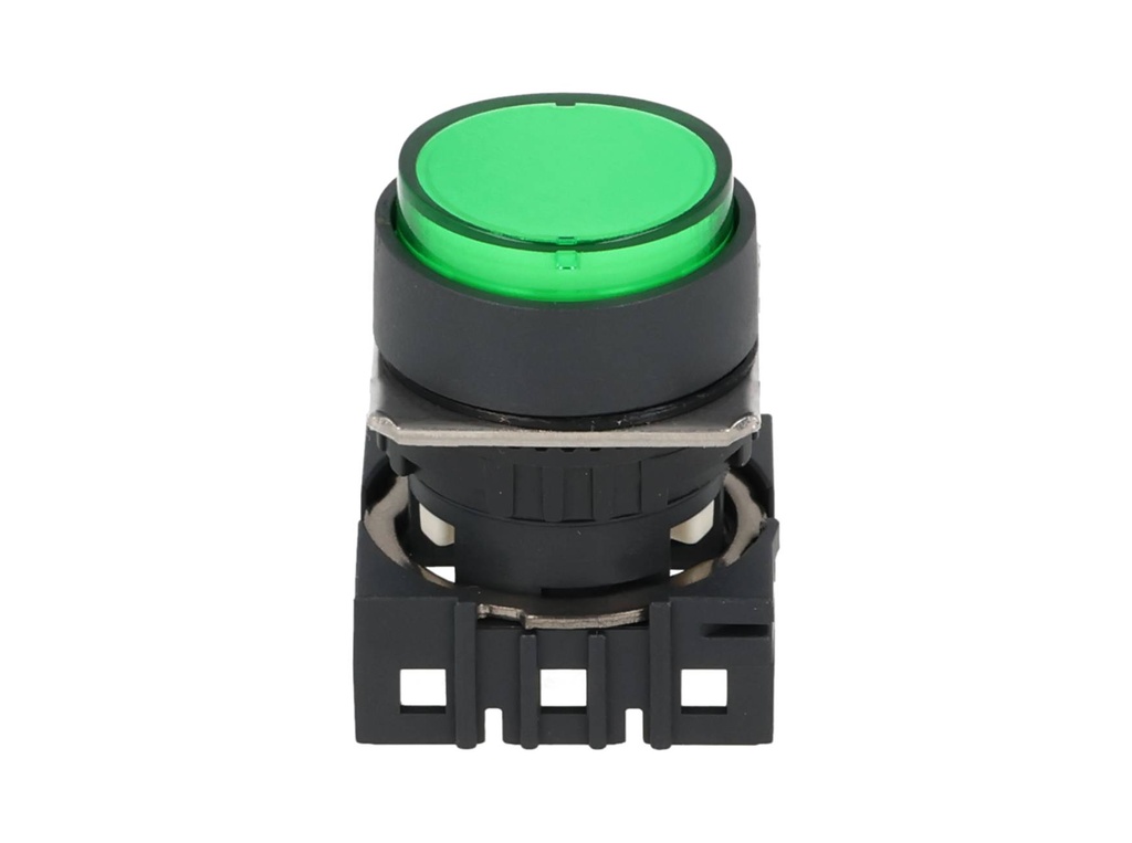 S16PR-E1G — BOTON PULSADOR 16mm, NO ILUMINADO VERDE, REDONDO SIN CONTACTO INCLUIDO 