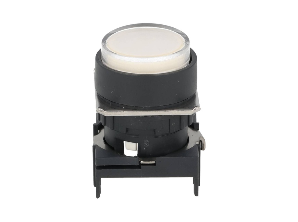 S16PR-E1W — BOTON PULSADOR BLANCO 16mm, MOMENTANEO, NO ILUMINADO, RESTADO NDO SALIENTE