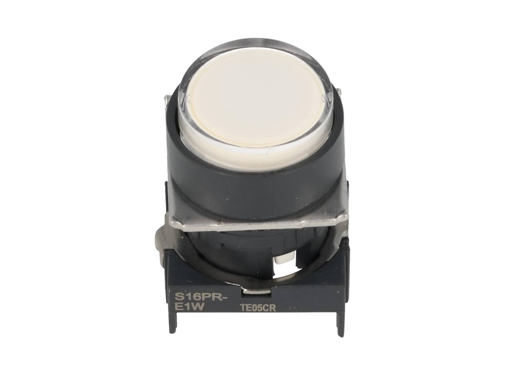 S16PR-E1W — BOTON PULSADOR BLANCO 16mm, MOMENTANEO, NO ILUMINADO, RESTADO NDO SALIENTE